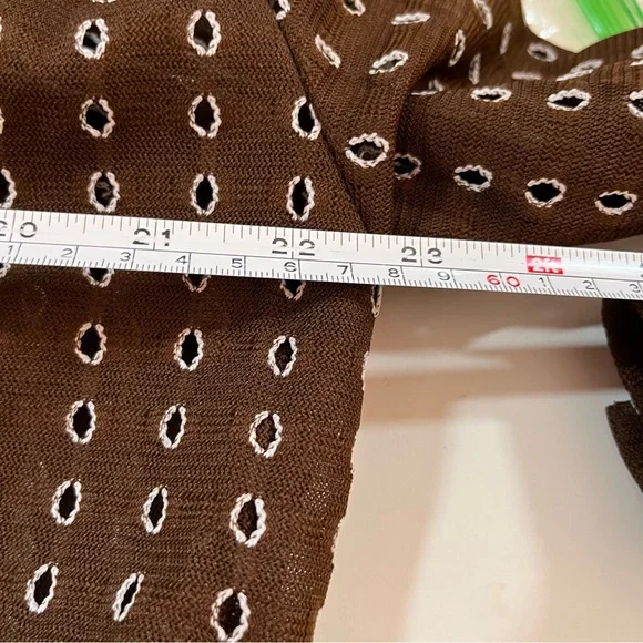 Vintage 1960 70 Dalton MCM Brown lace Tie Waist Belted Button Down shirt Jacket - Picture 6 of 17